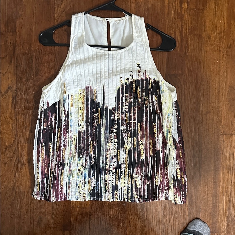Floreat White and Multicolor Tank Top